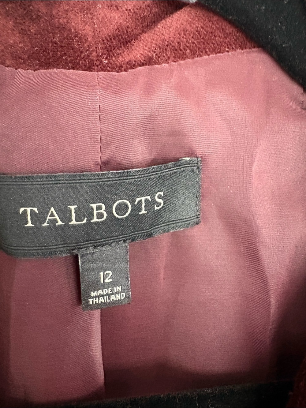Talbots Size 12 Burgundy Velvet Blazer Jacket Cotton Stretch Academia - Picture 2 of 7